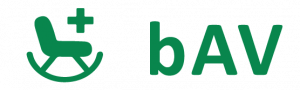 Grünes Logo mit einem Schaukelstuhl, einem Pluszeichen und dem Text "bAV"