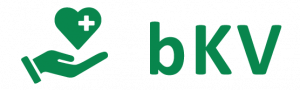 Grünes Logo mit einer Hand, einem Herz mit Pluszeichen und dem Text "bKV"