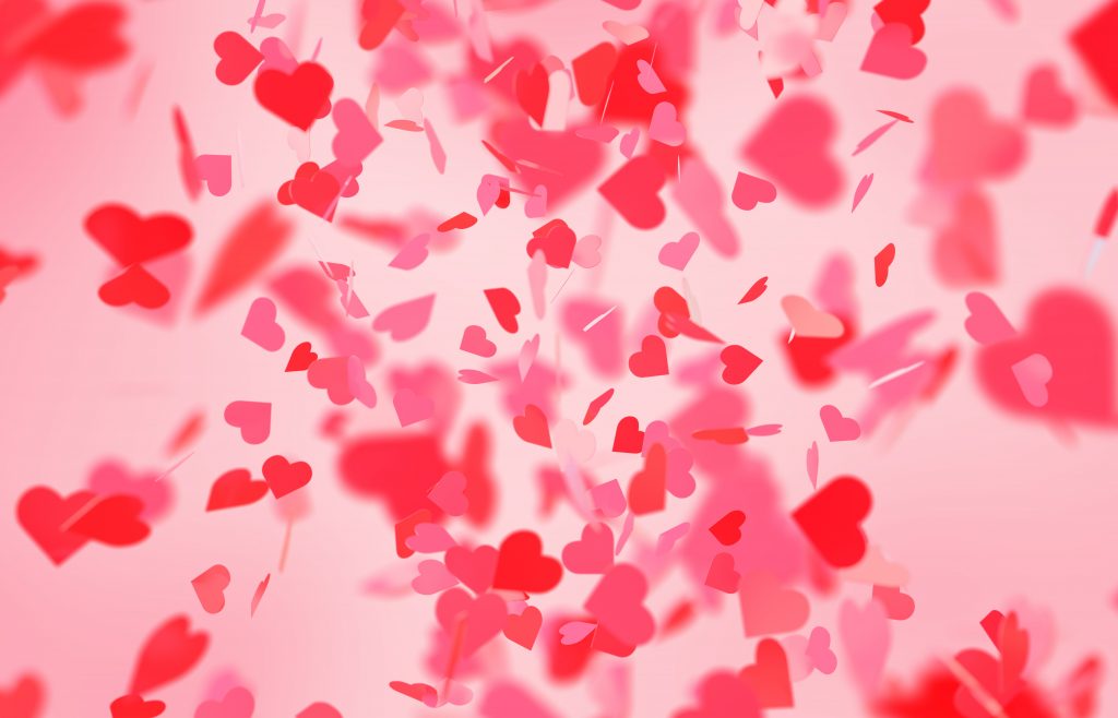 Fallendes rotes Herzkonfetti